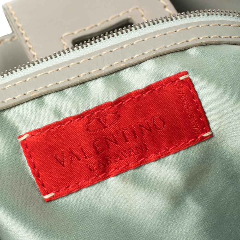 Valentino Mint Blue/Grey Grain Leather Metal Flap Hobo For Sale 1