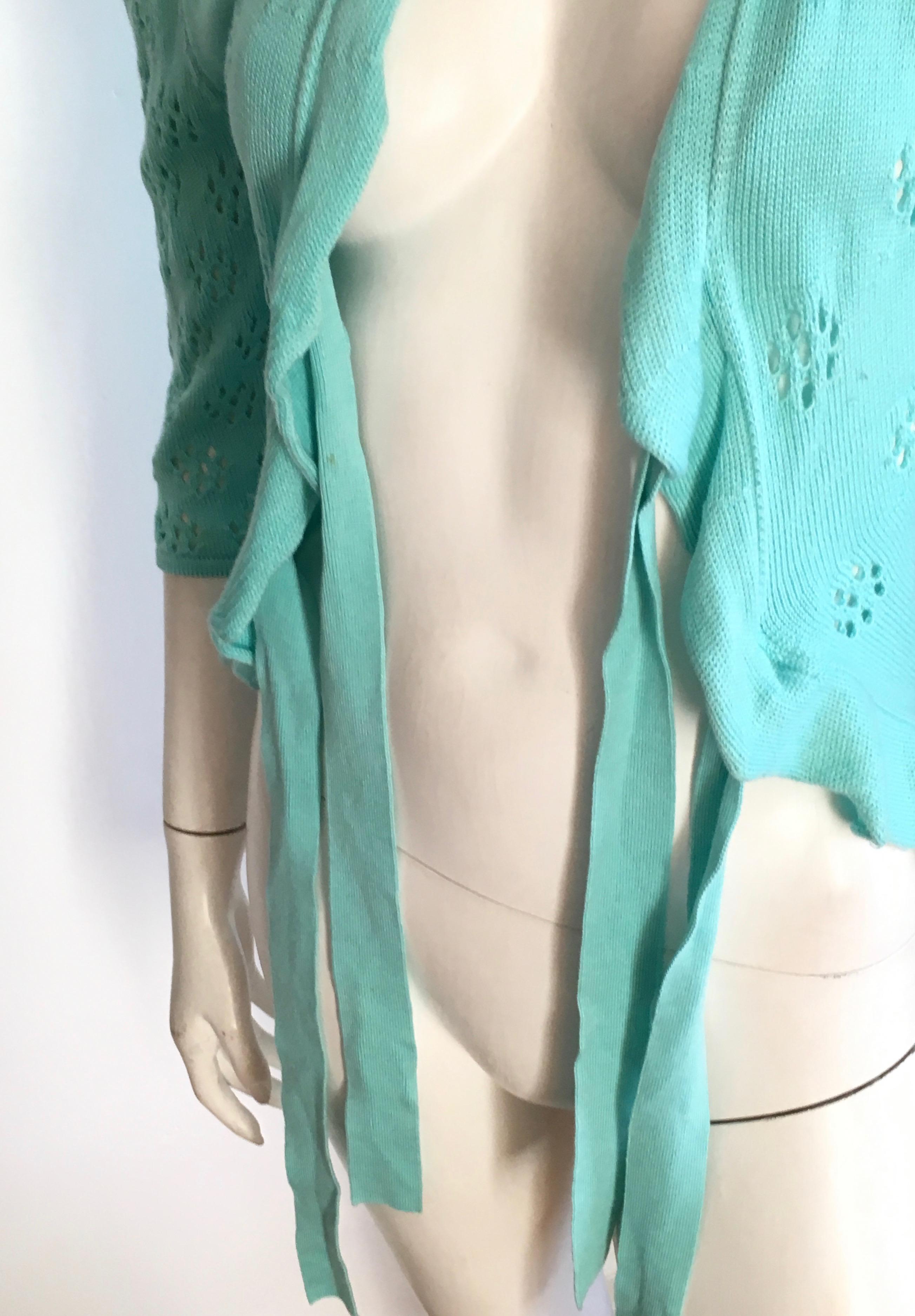 Valentino Mint Cotton Tie Lightweight Sweater Size 4.  For Sale 8