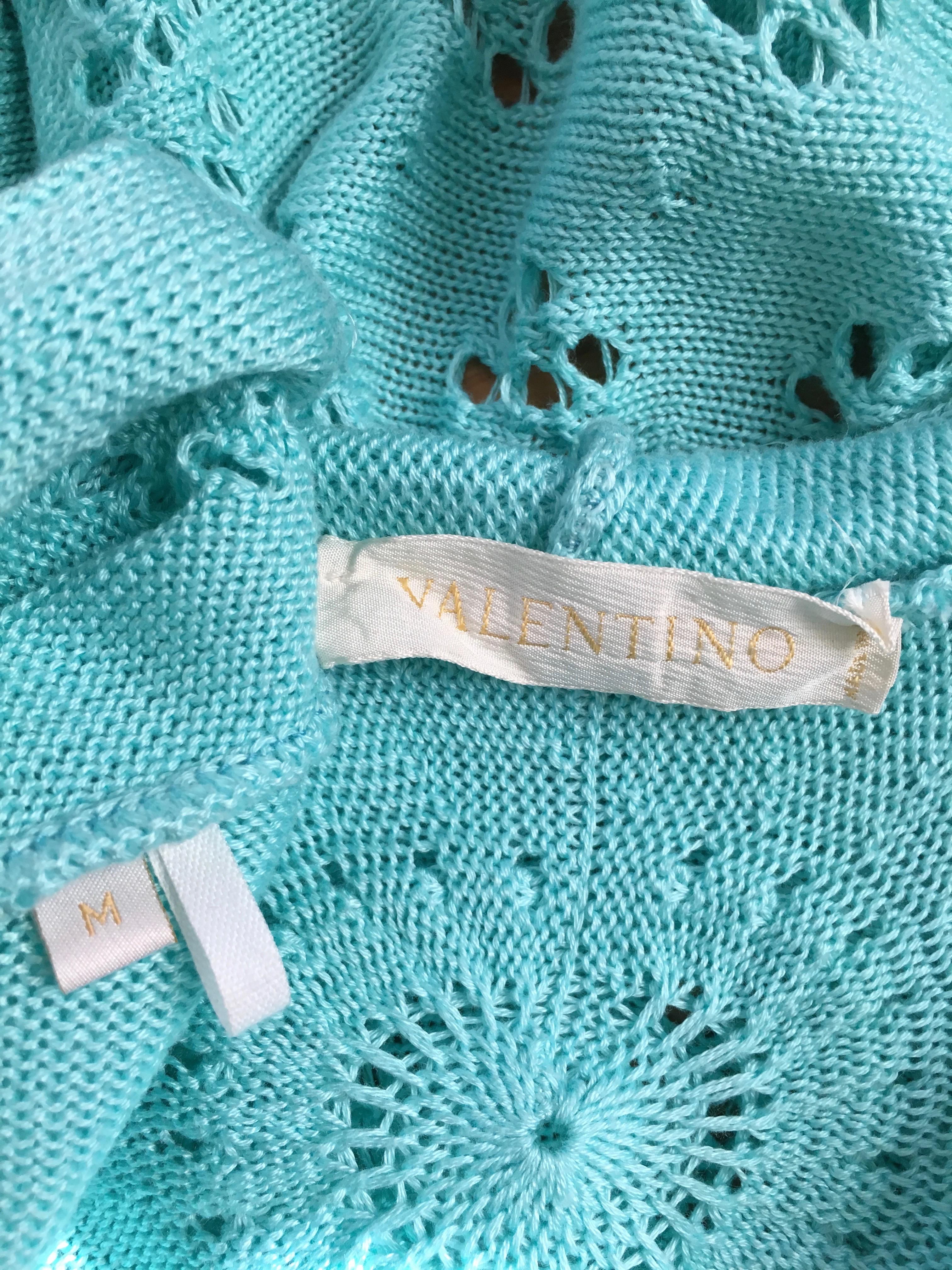 Valentino Mint Cotton Tie Lightweight Sweater Size 4.  For Sale 12