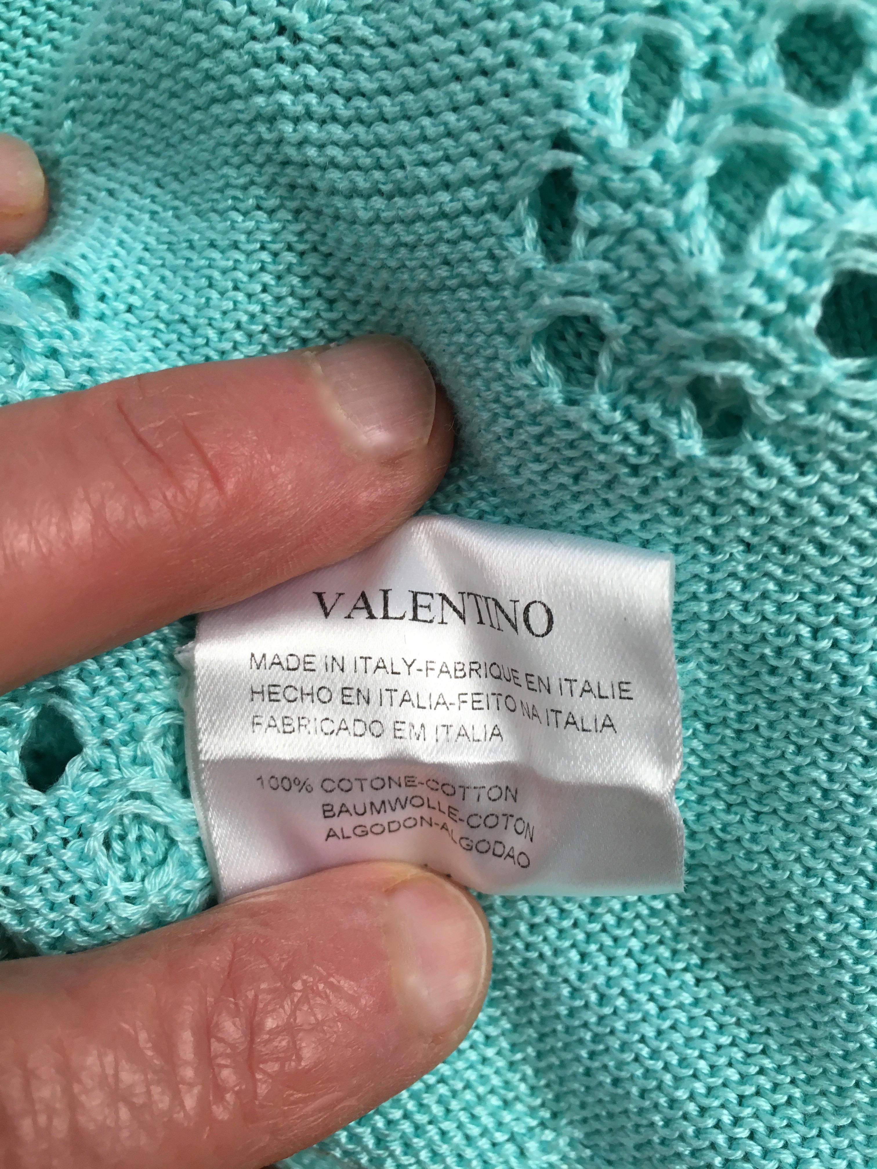 Valentino Mint Cotton Tie Lightweight Sweater Size 4.  For Sale 13
