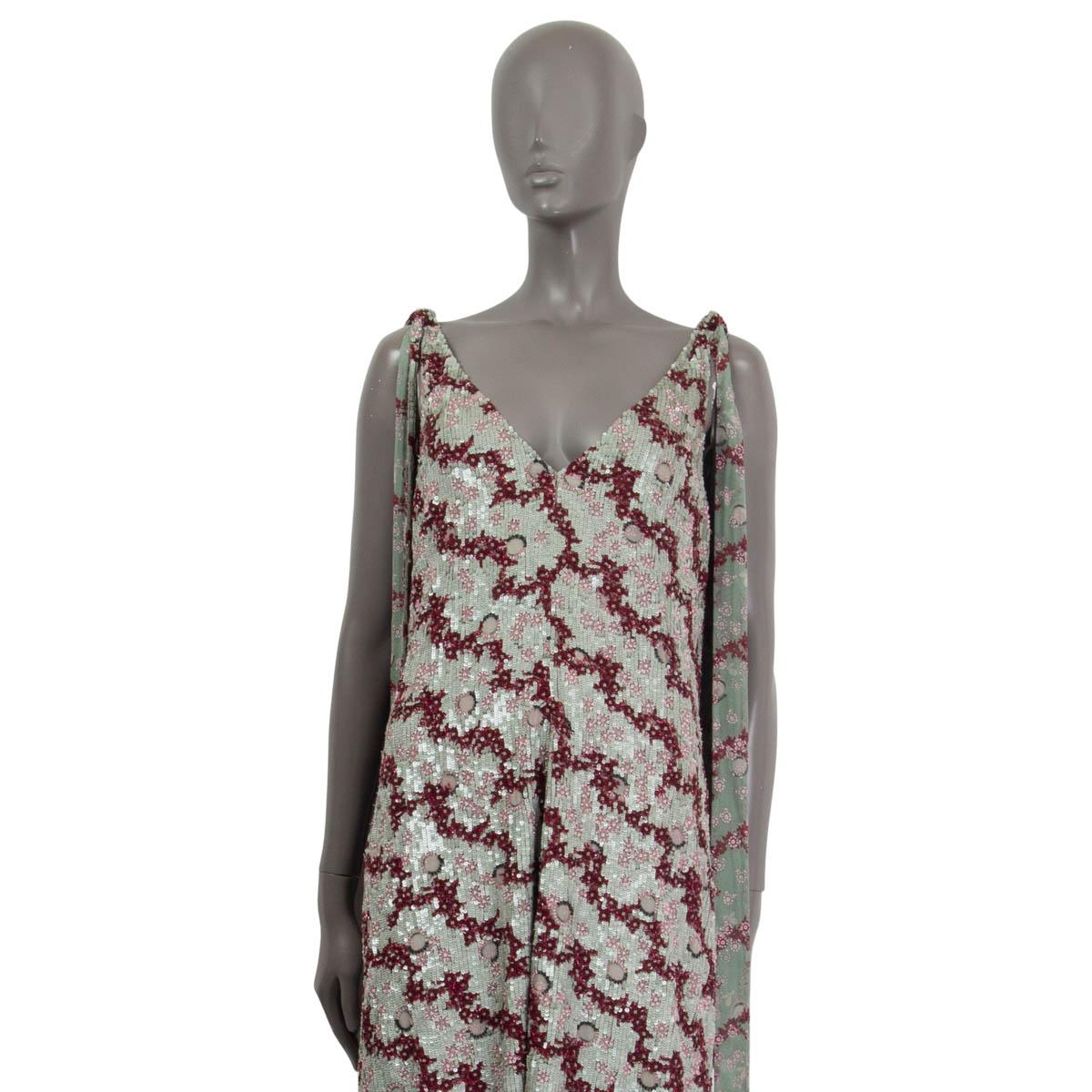 Gray VALENTINO mint green burgundy pink SEQUIN Sleeveless Dress 42 M For Sale