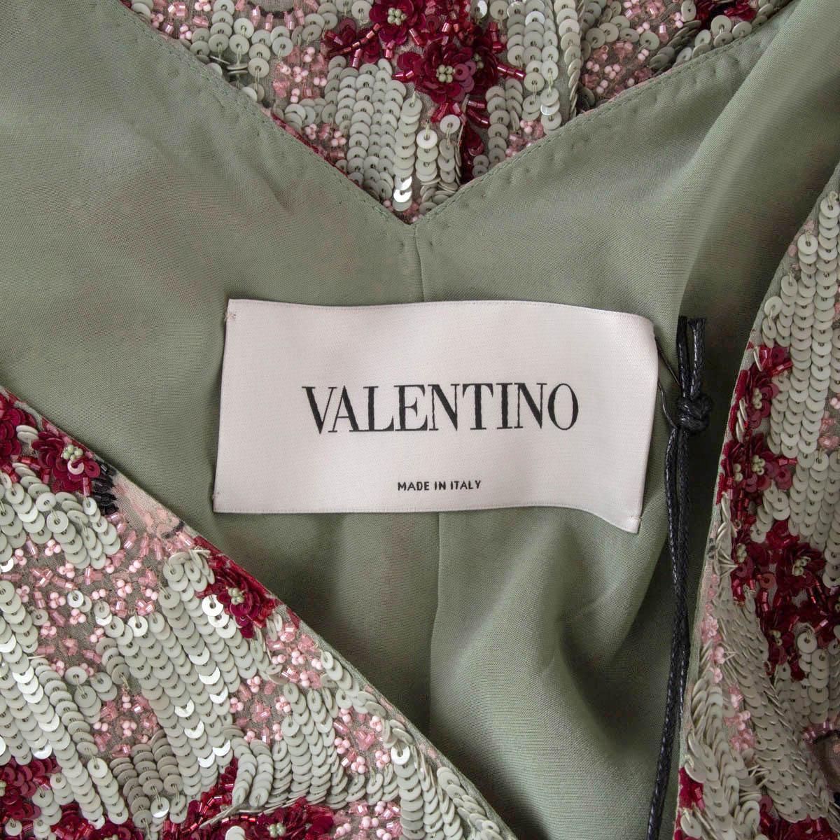 VALENTINO mint green burgundy pink SEQUIN Sleeveless Dress 42 M For Sale 2