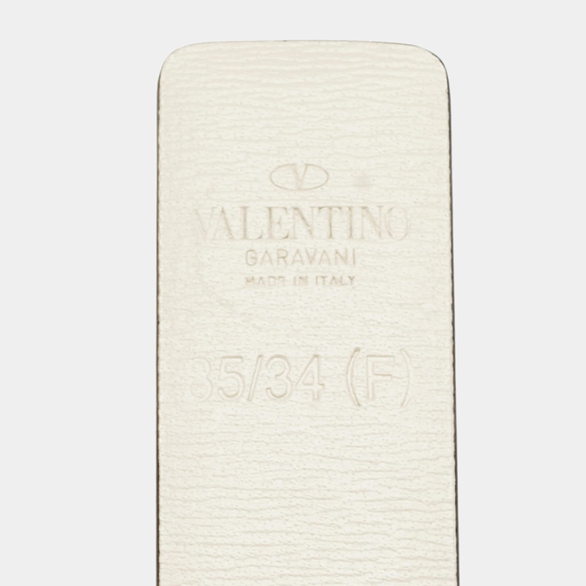 Women's Valentino Mint Green/Cream Leather VLogo Reversible Slim Belt 85 CM