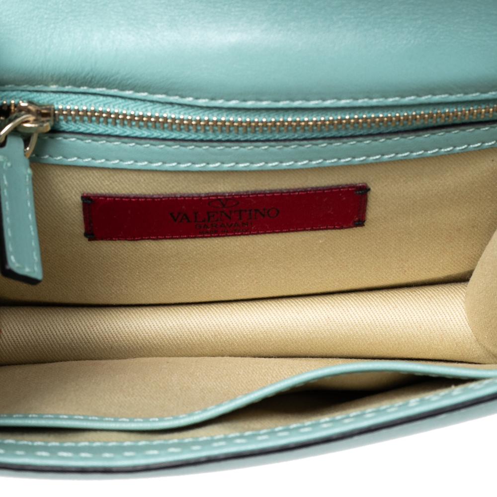Valentino Mint Green Leather Small Rockstud Glam Lock Flap Bag 3