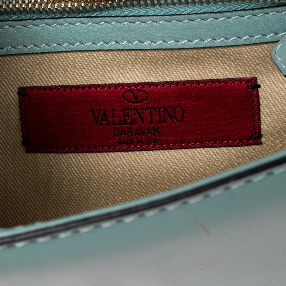Valentino Mint Green Leather Small Rockstud Glam Lock Flap Bag 1