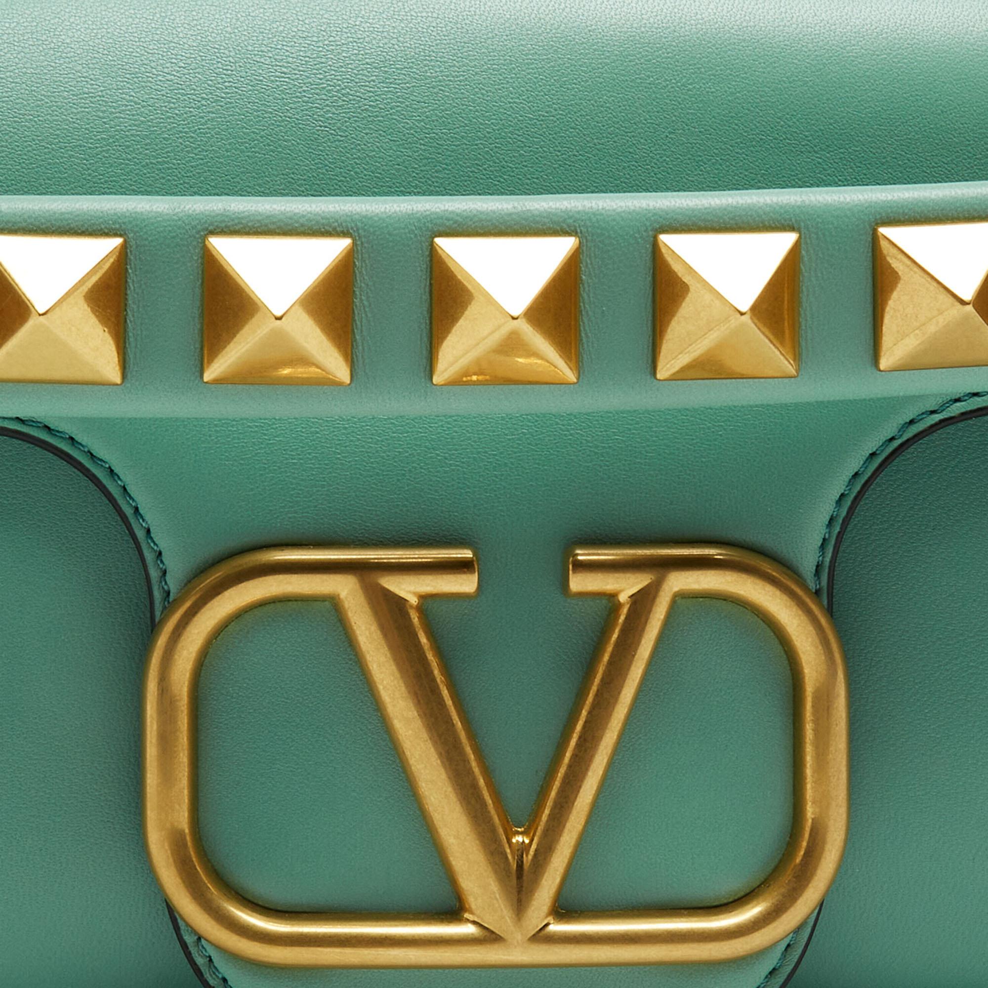 Valentino - Sac à bandoulière en cuir clouté - Vert menthe 10