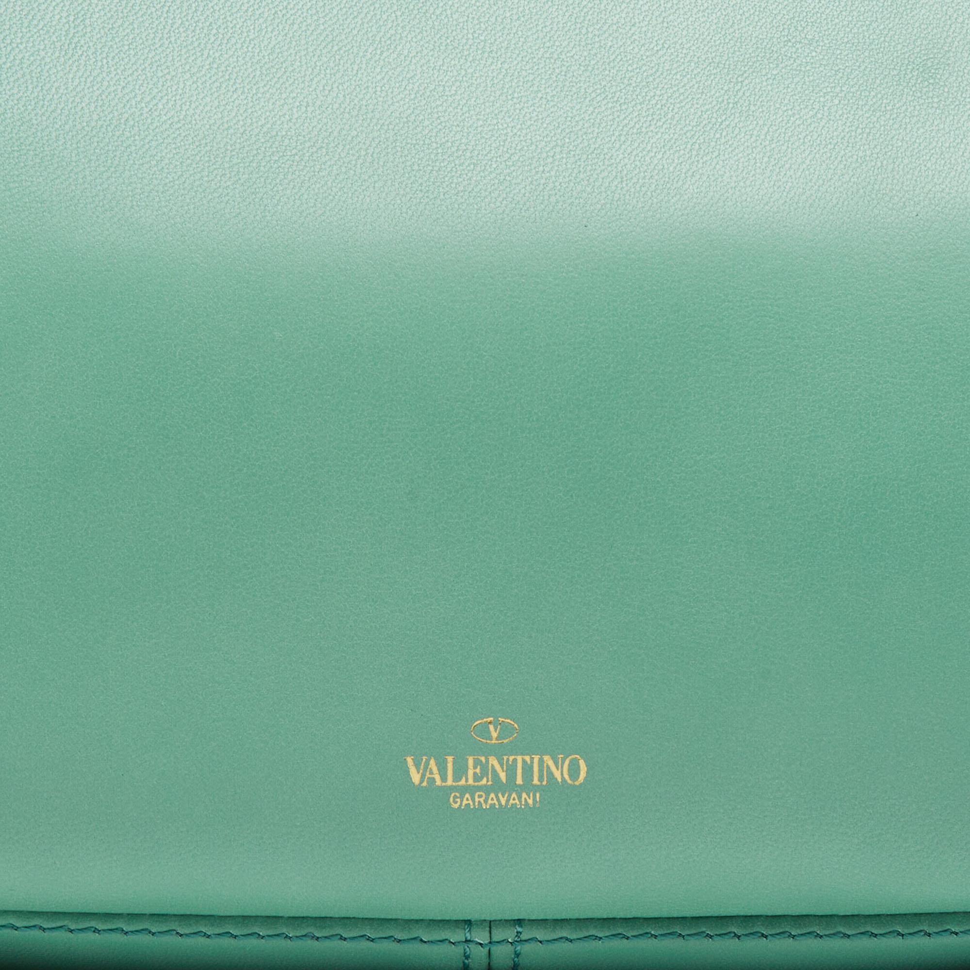 Valentino Mint Green Leather Stud Shoulder Bag 2