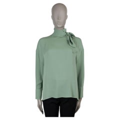 Camisa de seda verde menta con lazo de VALENTINO, XS