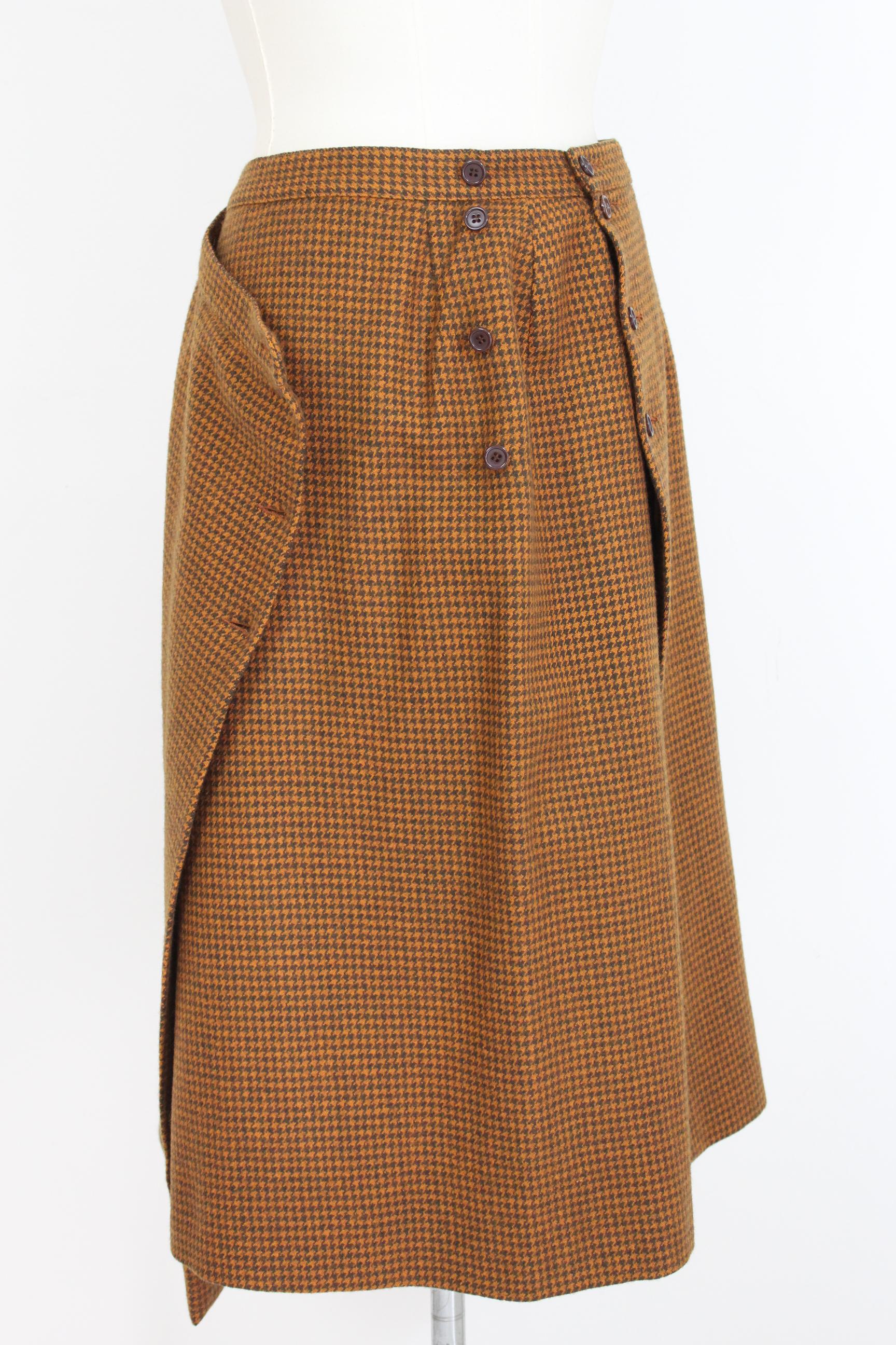 Valentino Miss V Beige Brown Wool Check Double Breasted Jacket Skirt Suit  1