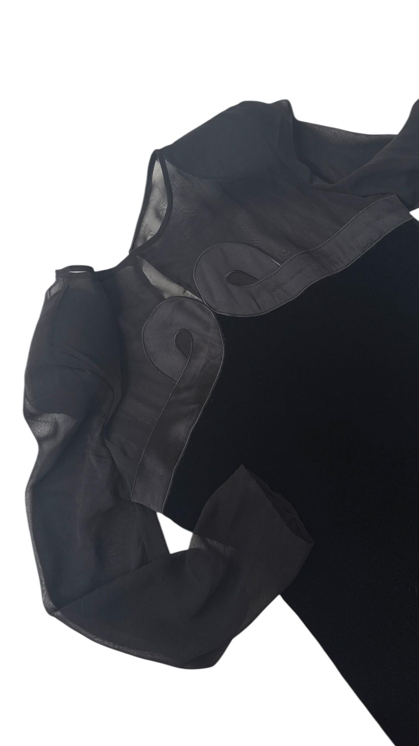 Valentino Miss V Black Velvet and Sheer Silk Cocktail Dress in vendita 11