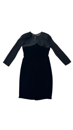 Valentino Miss V Black Velvet and Sheer Silk Cocktail Dress