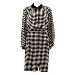 VALENTINO MISS V black & white Gingham wool Long Sleeve Dress 46 Retro 1990s