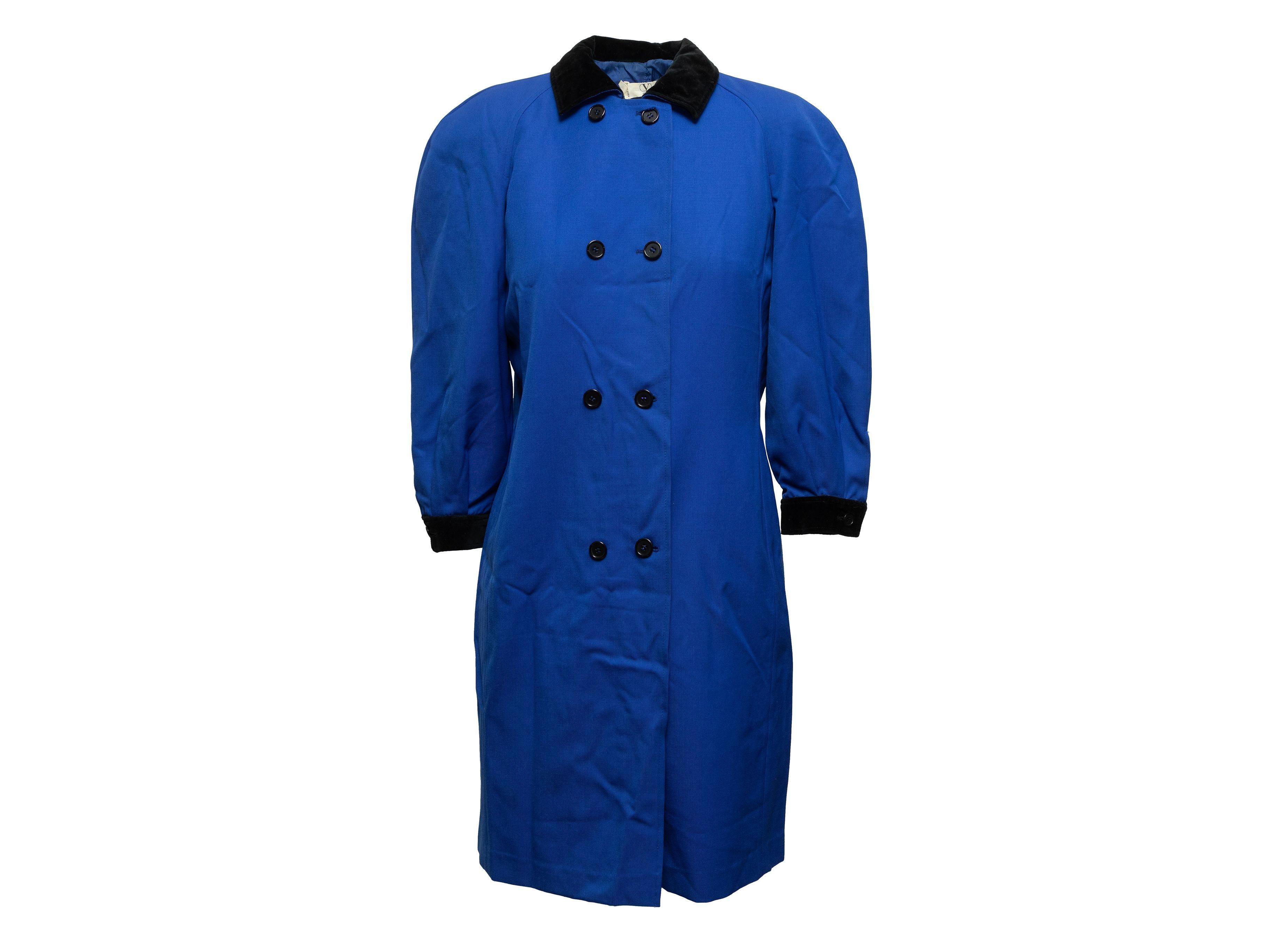 Women's Valentino Miss V Blue & Black Double-Breasted Coat