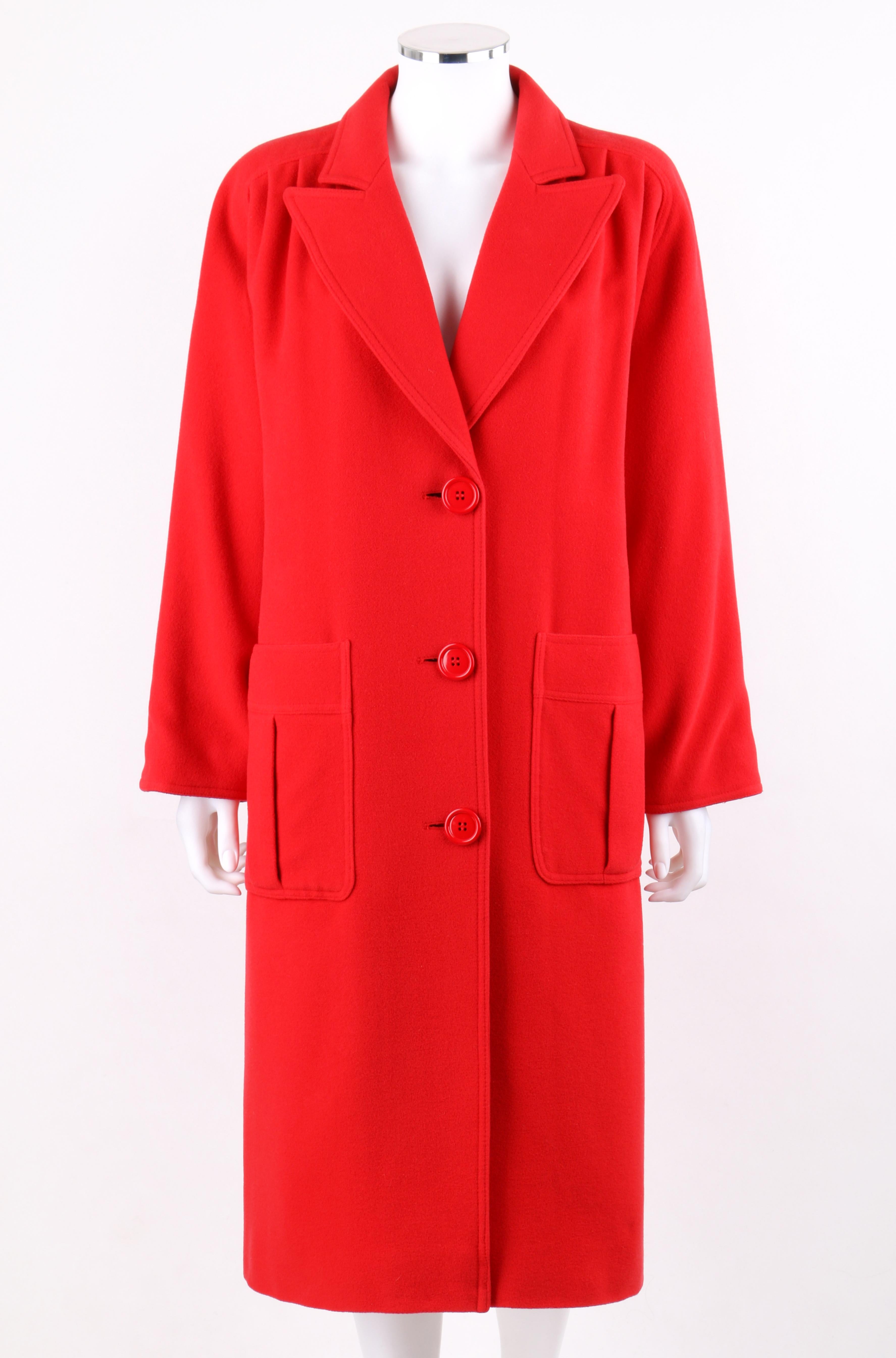 Red VALENTINO Miss V c.1980's Peak Lapel Collar Oversized Cocoon Coat