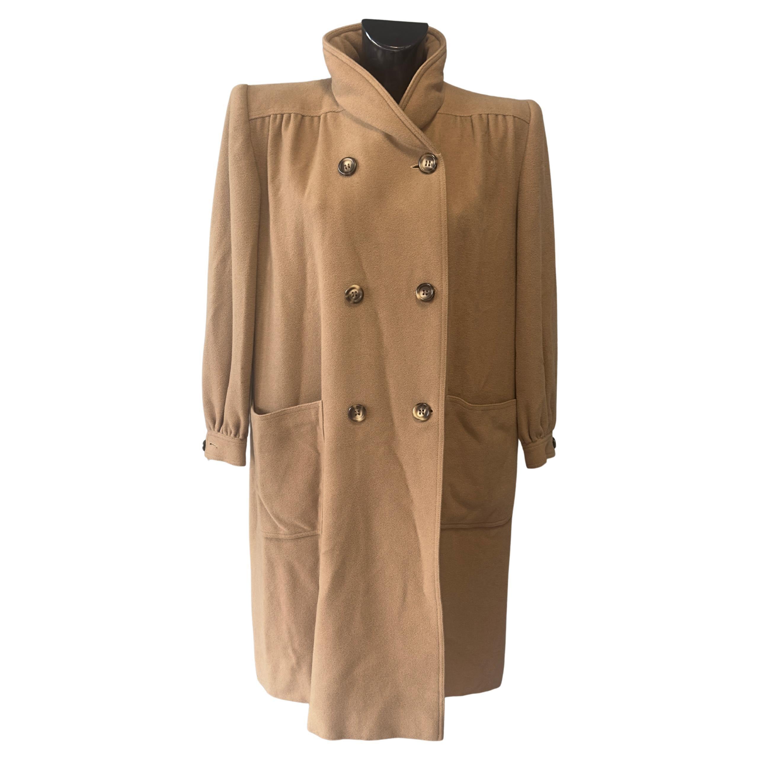 Valentino Miss V Cappotto Doppiopetto in Lana Cammello, Anni ’80 en venta