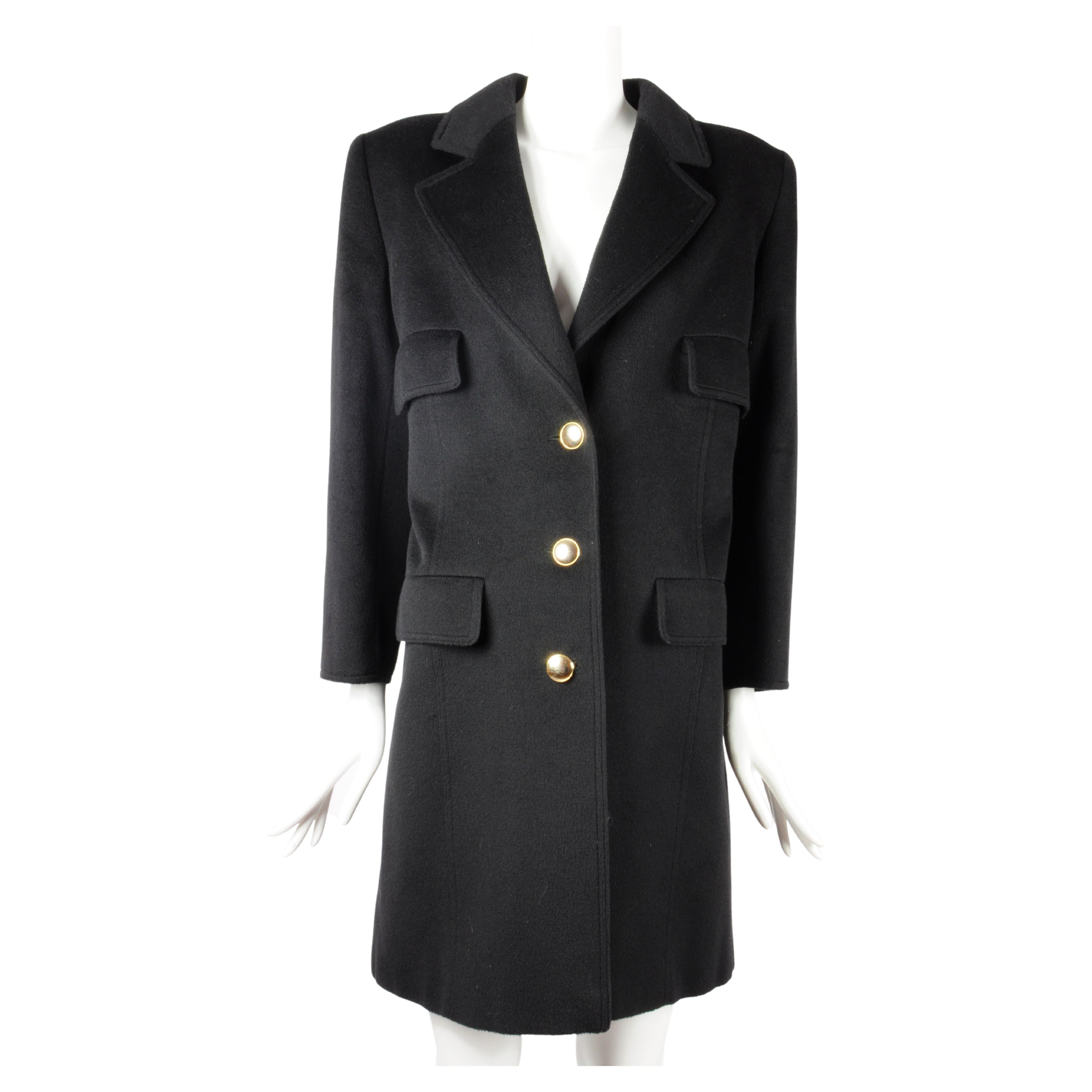 Valentino Miss V Coat Wool and Cashmere with Golden Buttons 1990s For Sale