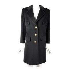 Vintage Valentino Miss V Coat Wool and Cashmere with Golden Buttons 1990s
