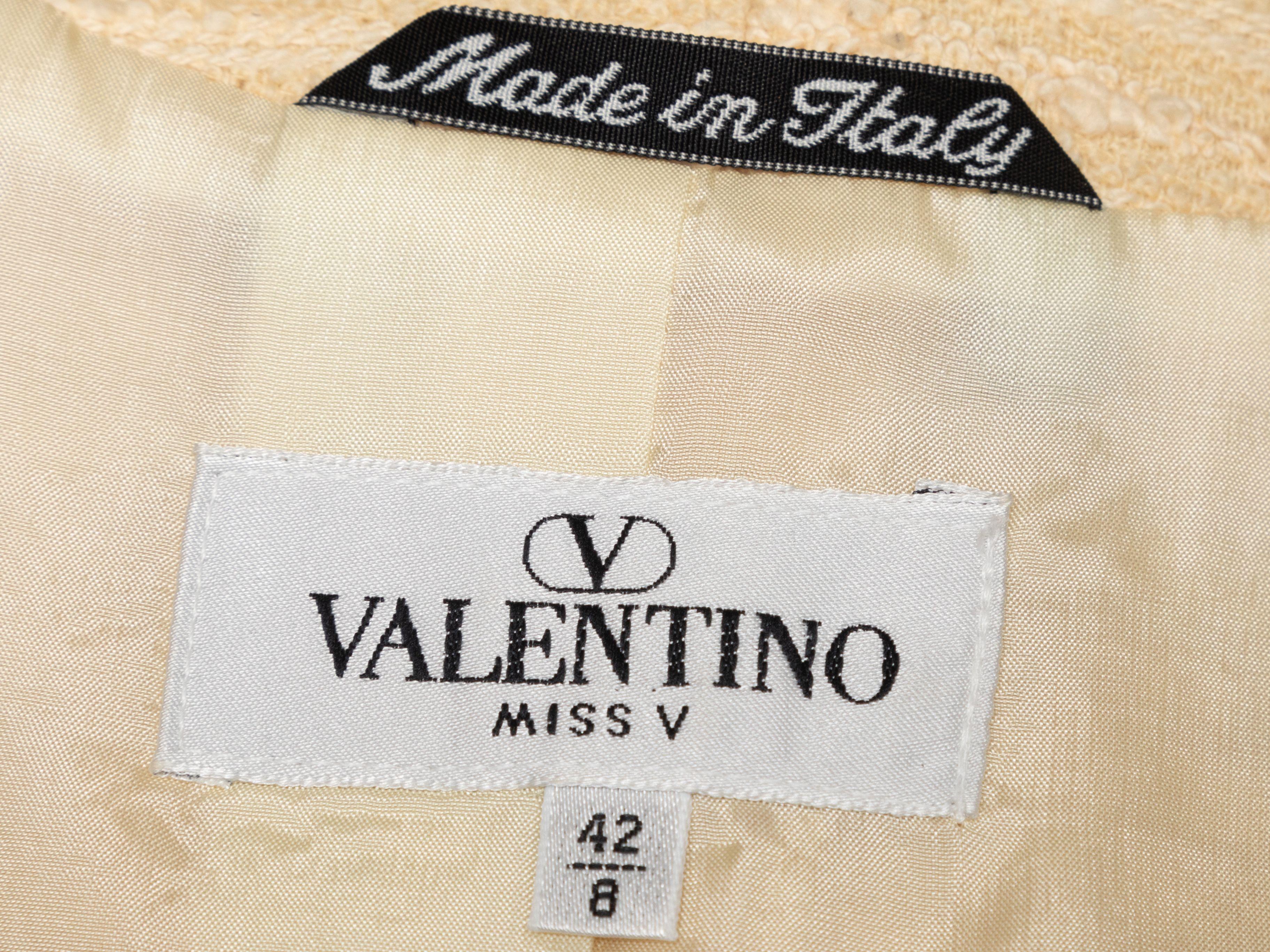 Valentino Miss V Cream Virgin Wool Collarless Blazer at 1stDibs