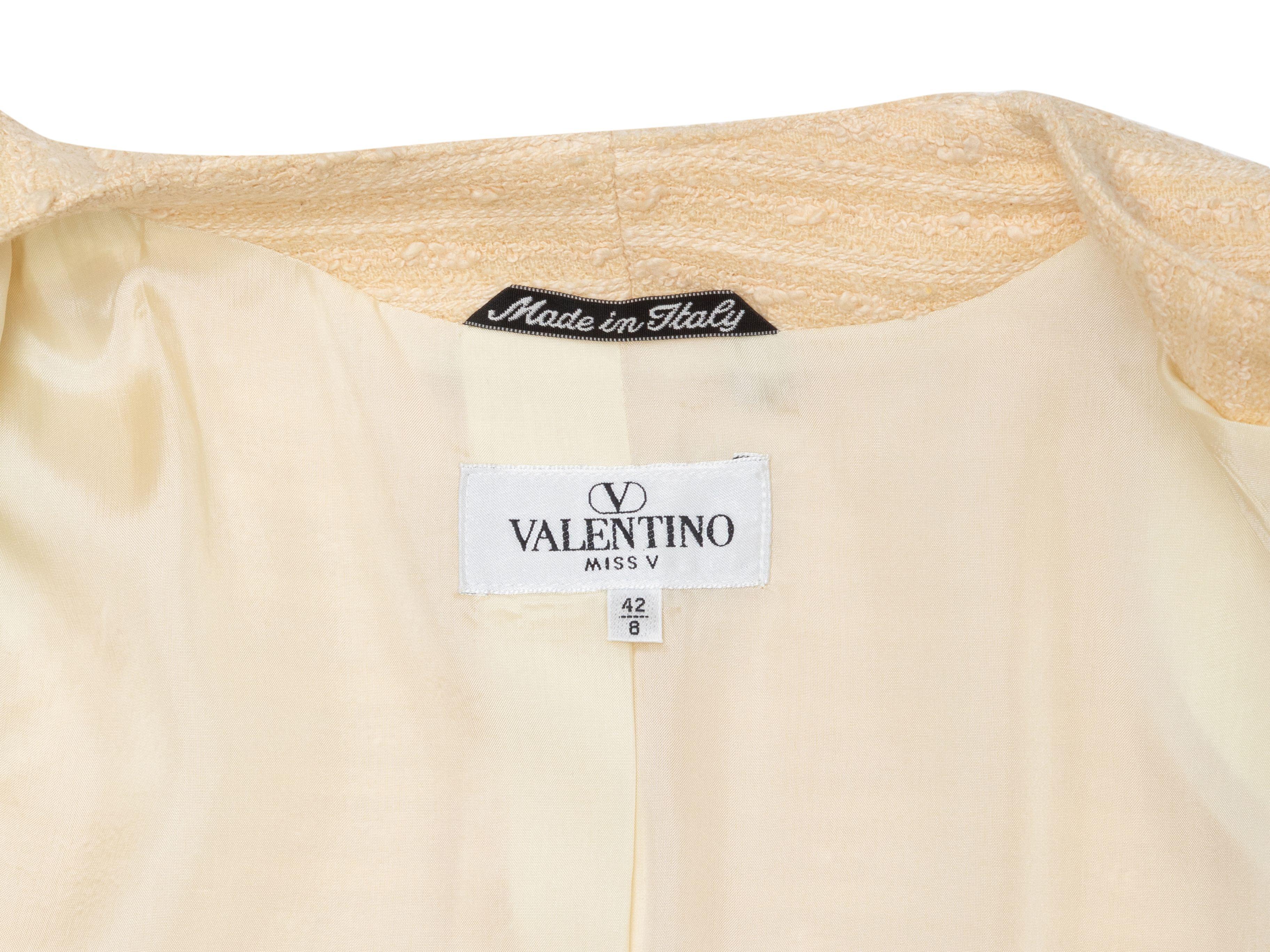 Valentino Miss V Cream Virgin Wool Collarless Blazer 4