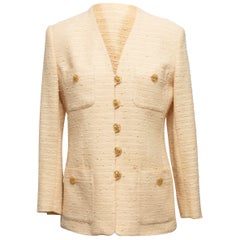Blazer sans col en laine vierge crème Miss V de Valentino