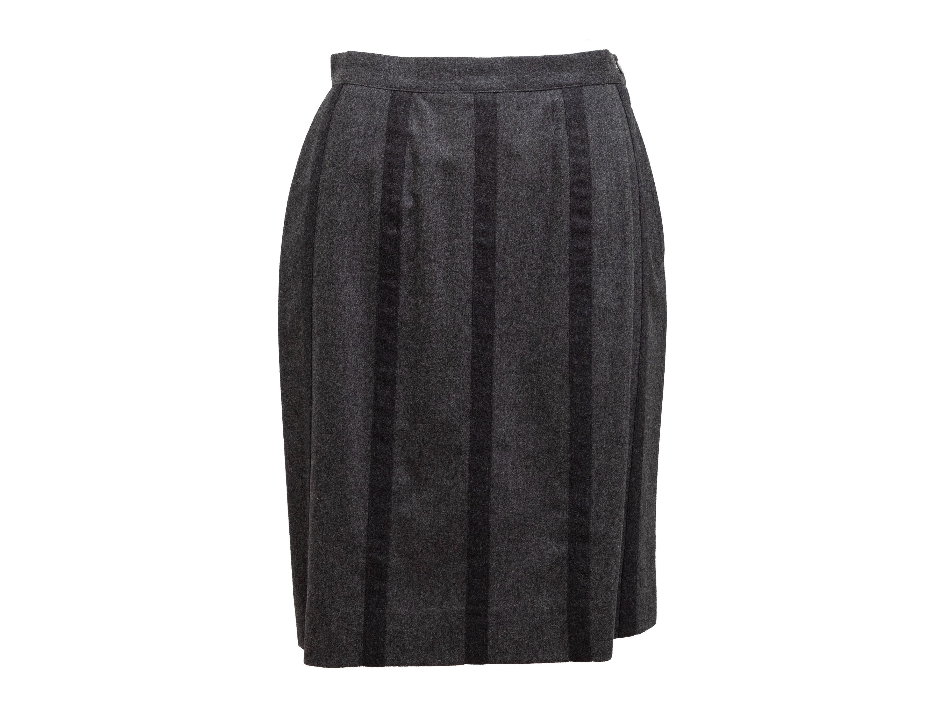 Black Valentino Miss V Grey Virgin Wool & Cashmere Skirt Suit