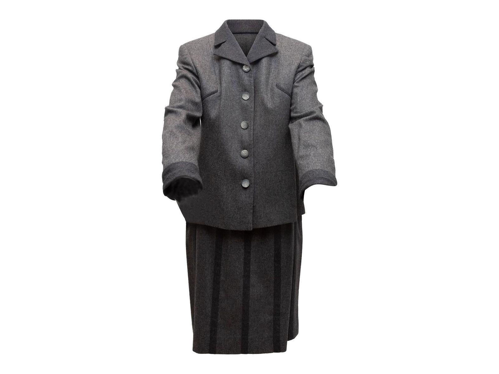 Valentino Miss V Grey Virgin Wool & Cashmere Skirt Suit 2