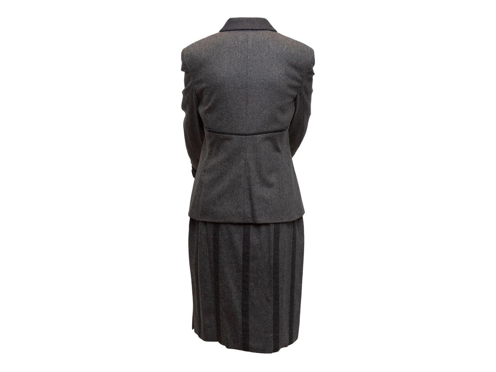 Valentino Miss V Grey Virgin Wool & Cashmere Skirt Suit 4