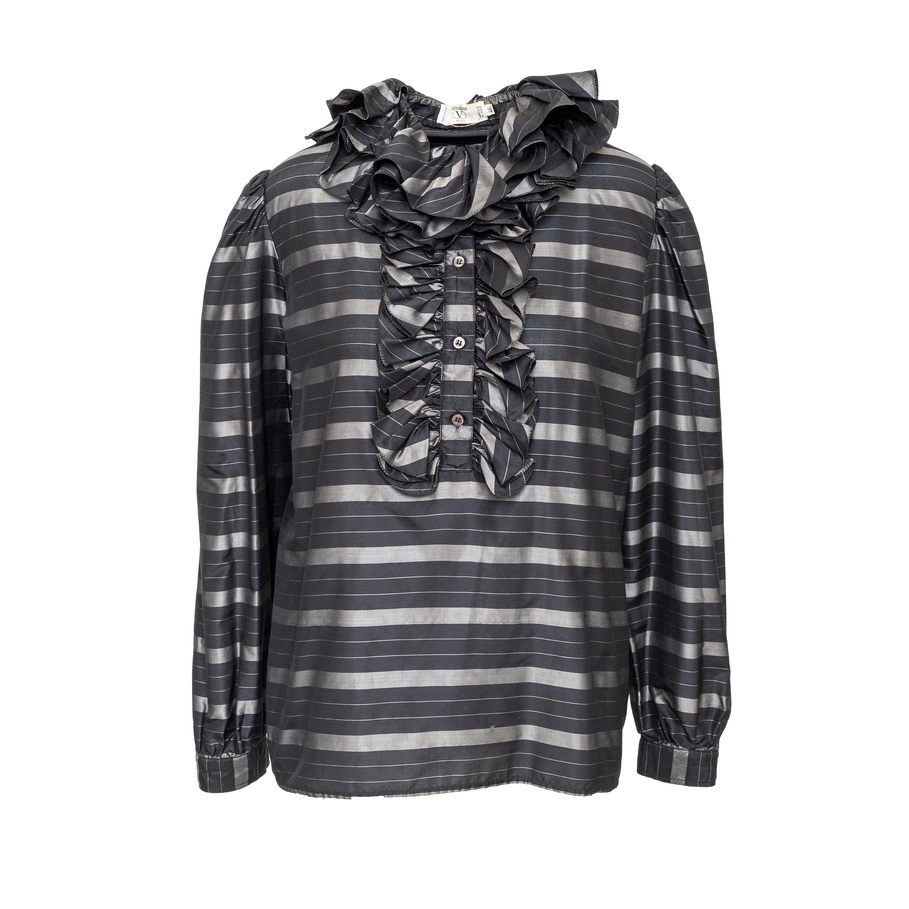 Valentino Miss V Ruffled Silk Top - '90s For Sale