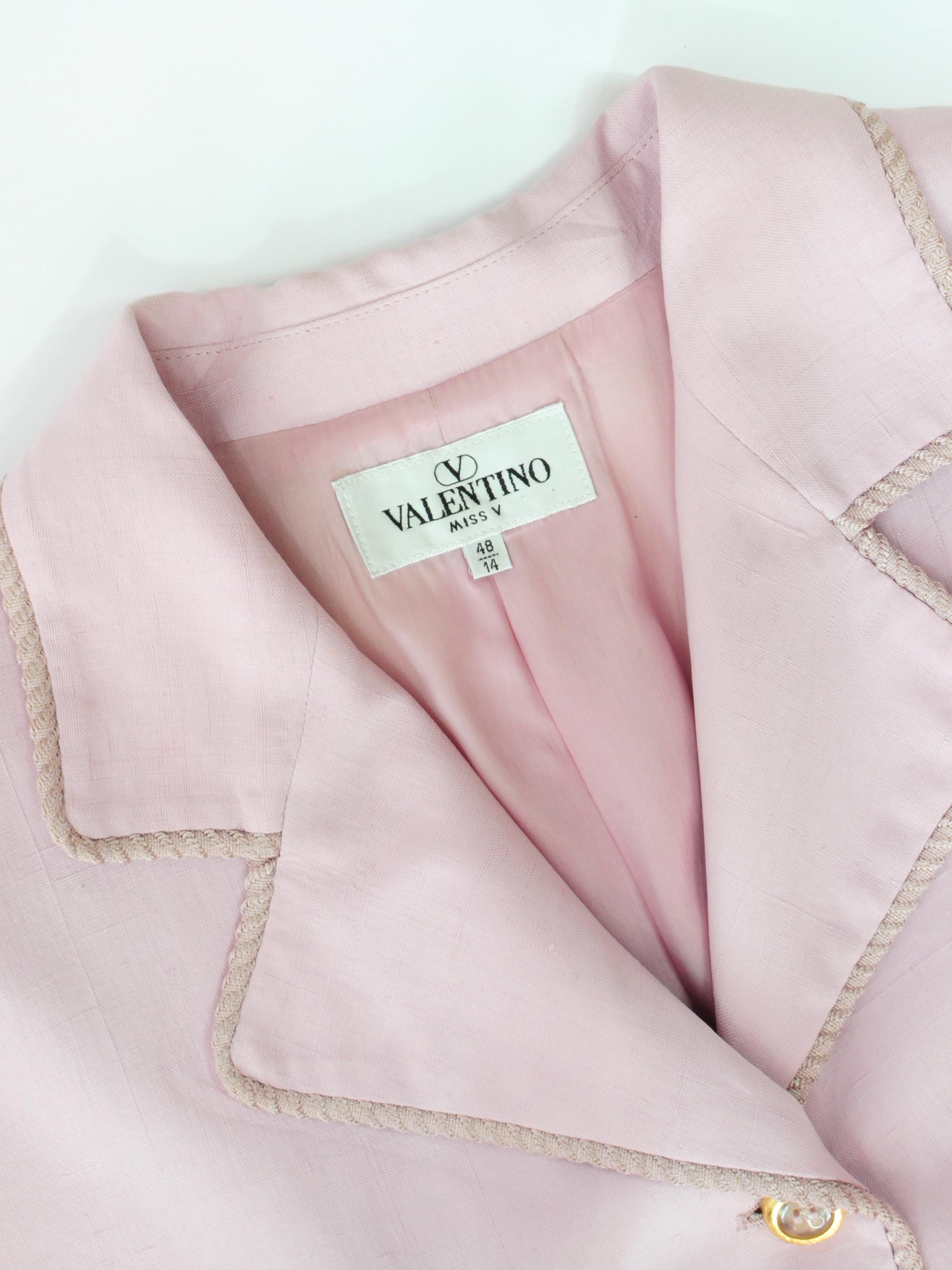 Valentino Miss V Silk Lilac Blazer Jacket with Golden Buttons 1990s  In Good Condition In AMSTERDAM, NL