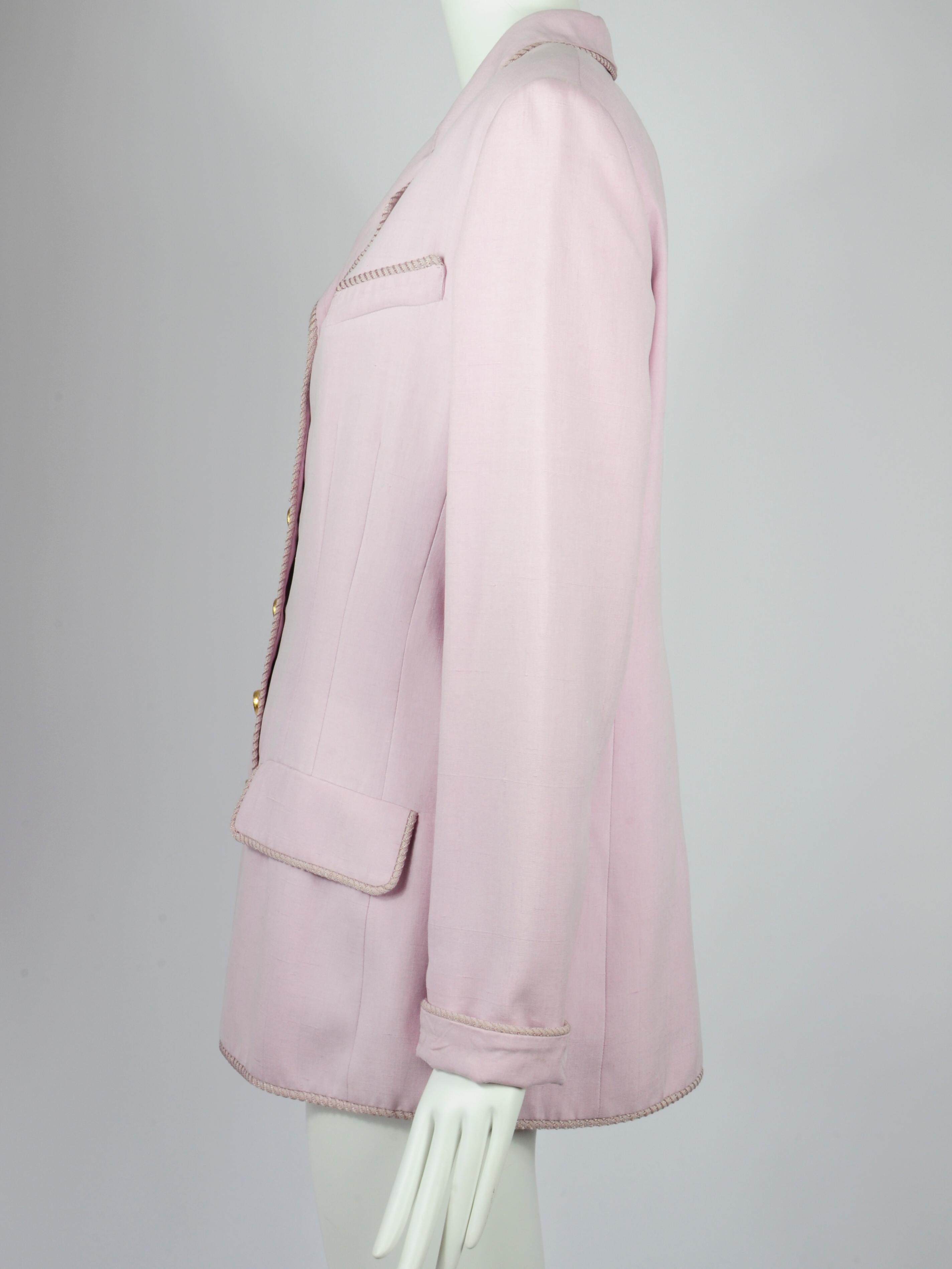 Valentino Miss V Silk Lilac Blazer Jacket with Golden Buttons 1990s  1