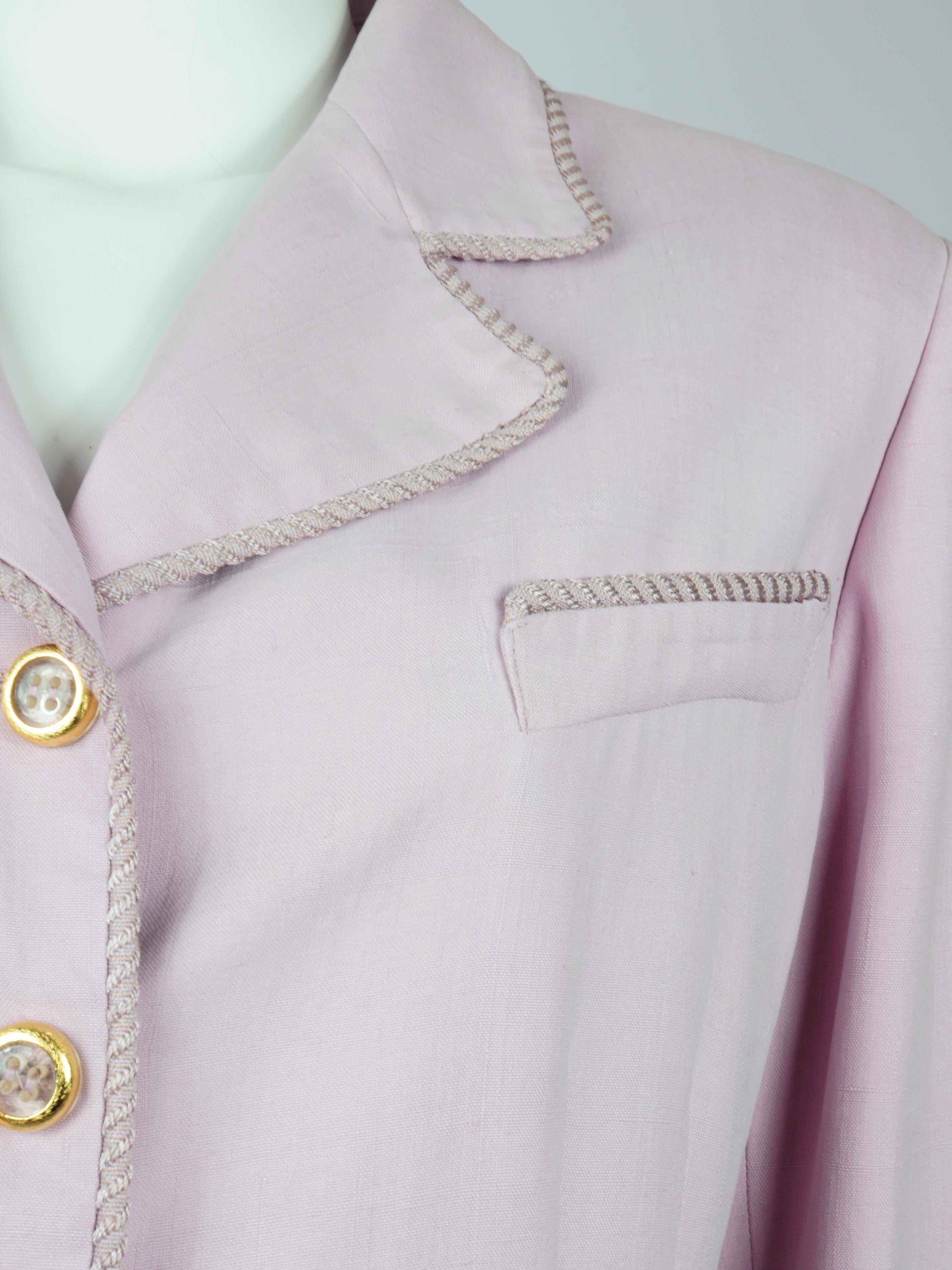Valentino Miss V Silk Lilac Blazer Jacket with Golden Buttons 1990s  4