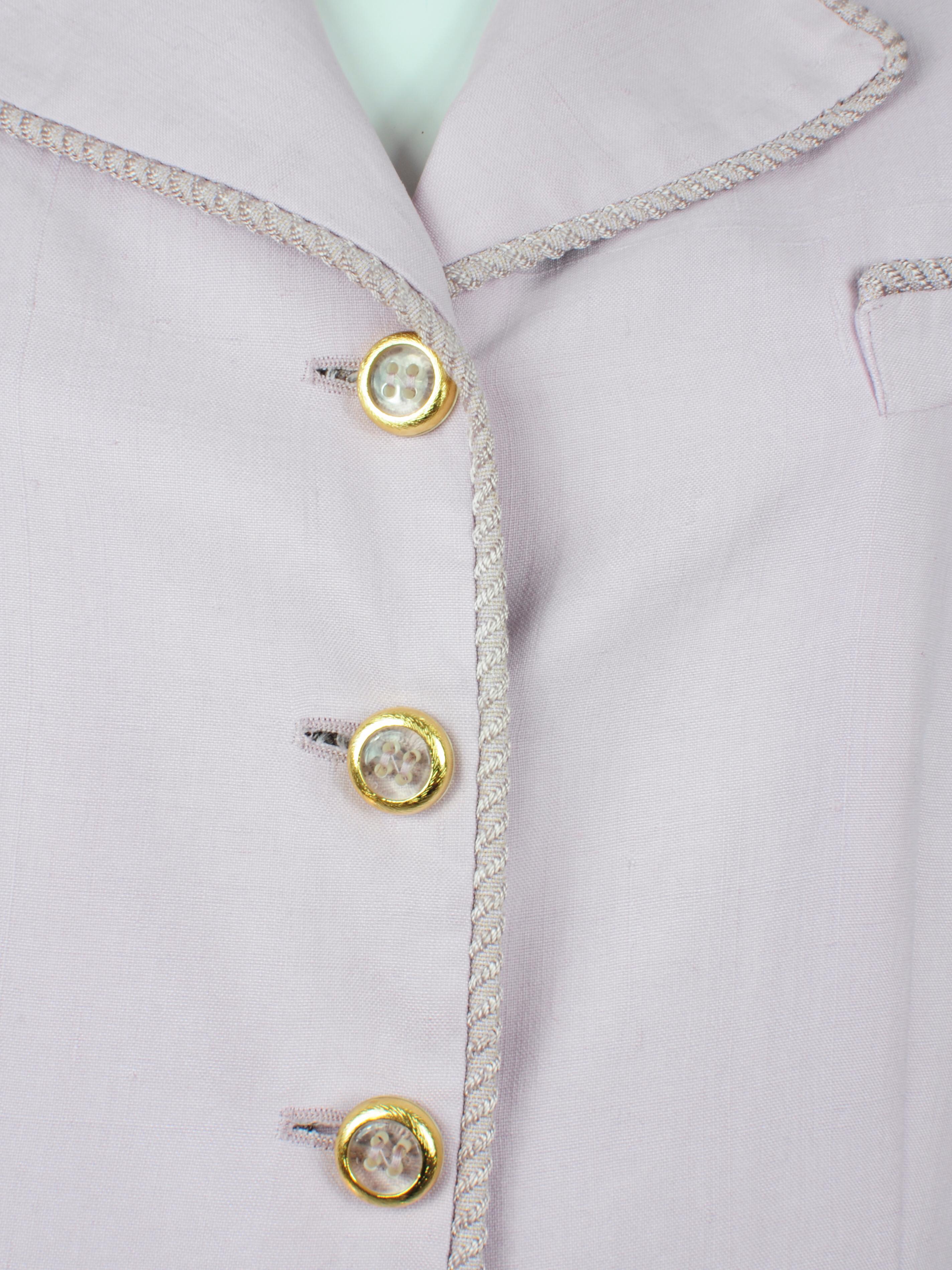 Valentino Miss V Silk Lilac Blazer Jacket with Golden Buttons 1990s  5