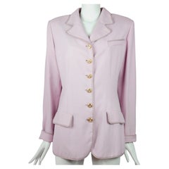 Valentino Miss V Silk Lilac Blazer Jacket with Golden Buttons 1990s 