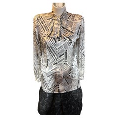 Valentino "Miss V" Silk Newsprint Blouse (40 ITL)