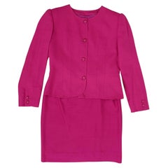 Valentino Miss V silk shantung skirt suit pink 1980s vintage