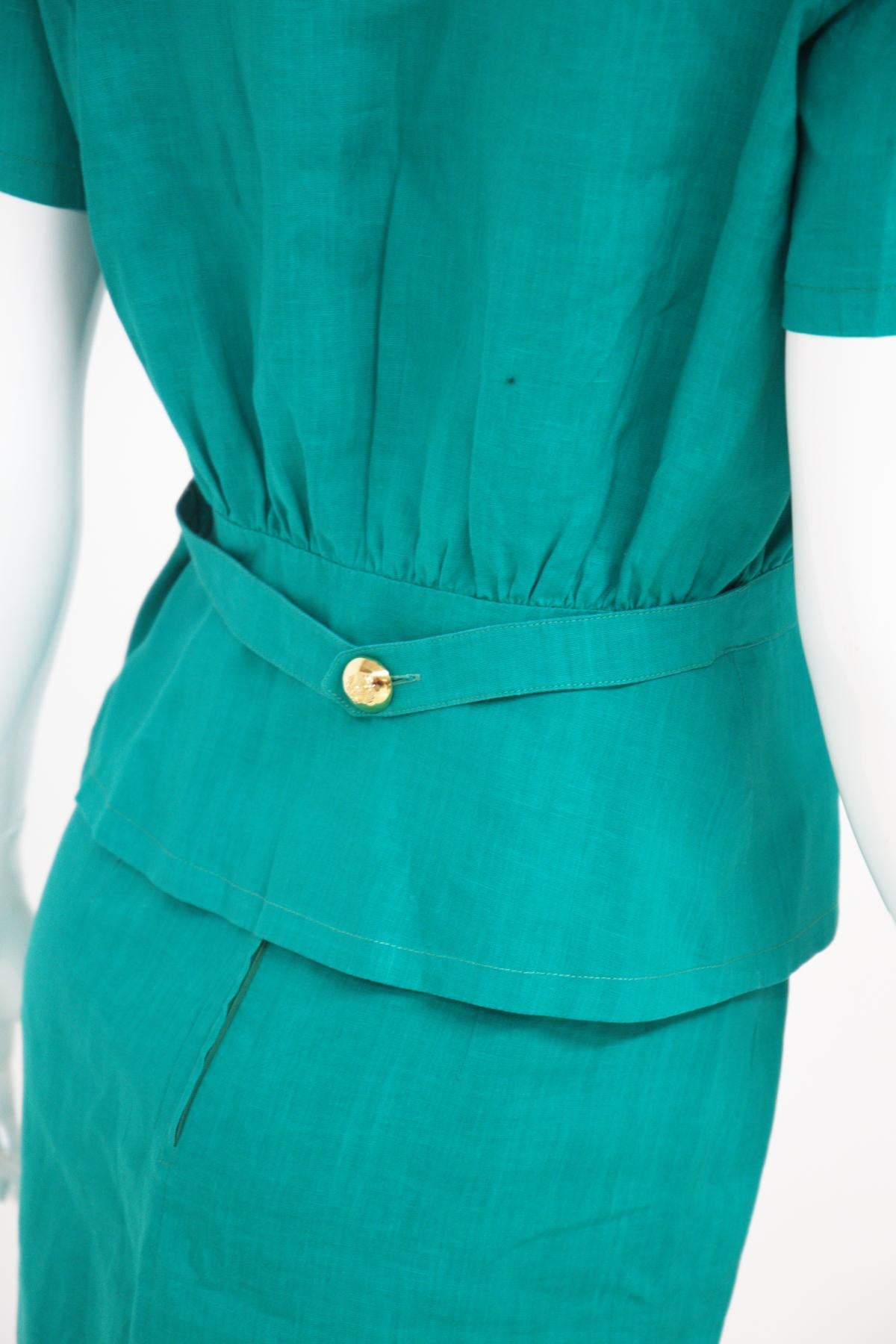 Valentino Miss V Turquoise Linen Skirt Suits 2