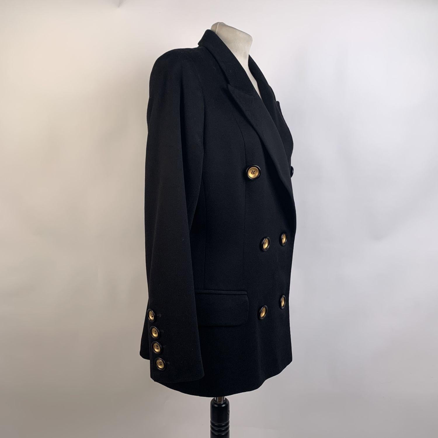 Valentino Miss V Vintage Black Cashmere Double Breasted Blazer Size 44 In Excellent Condition In Rome, Rome
