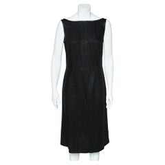Valentino Miss V Vintage Black Linen Sleeveless Sheath Dress M