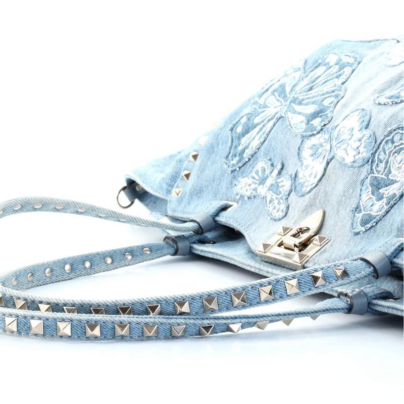 Women's or Men's Valentino Model: Rockstud Tote Denim with Butterfly Applique Medium