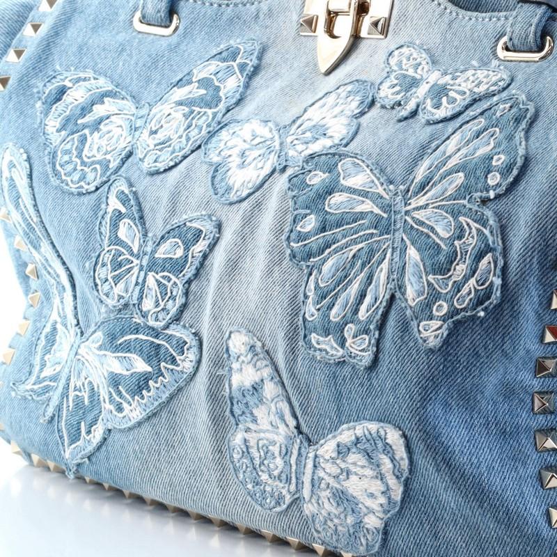 Valentino Model: Rockstud Tote Denim with Butterfly Applique Medium 1