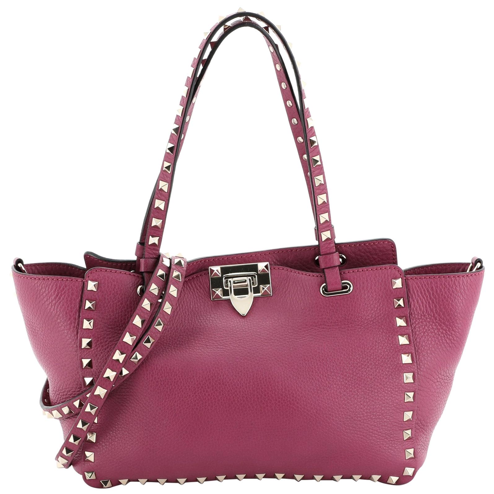 Valentino Model Rockstud Tote Pebbled Leather Small at 1stDibs
