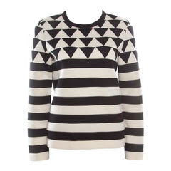 Valentino Monochrome Geometric Patterned Jacquard Sweatshirt S