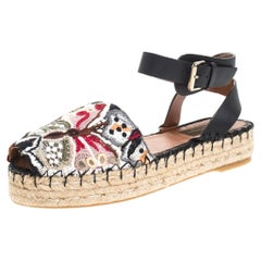 Valentino Multcolor Camubutterfly Lace And Leather Platform Espadrilles Size 38