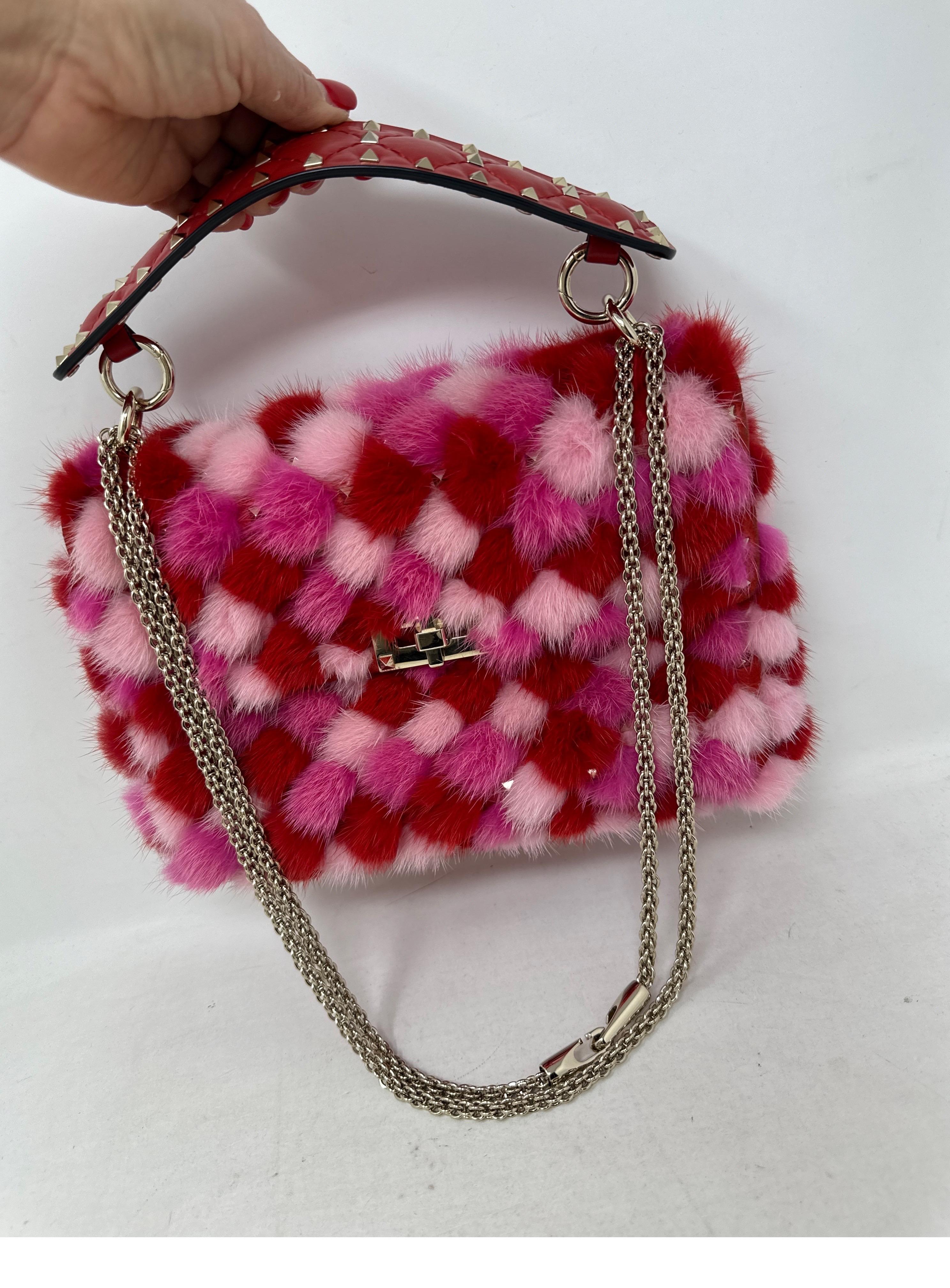Valentino Multi-color Pink Mink Bag  In Excellent Condition In Athens, GA