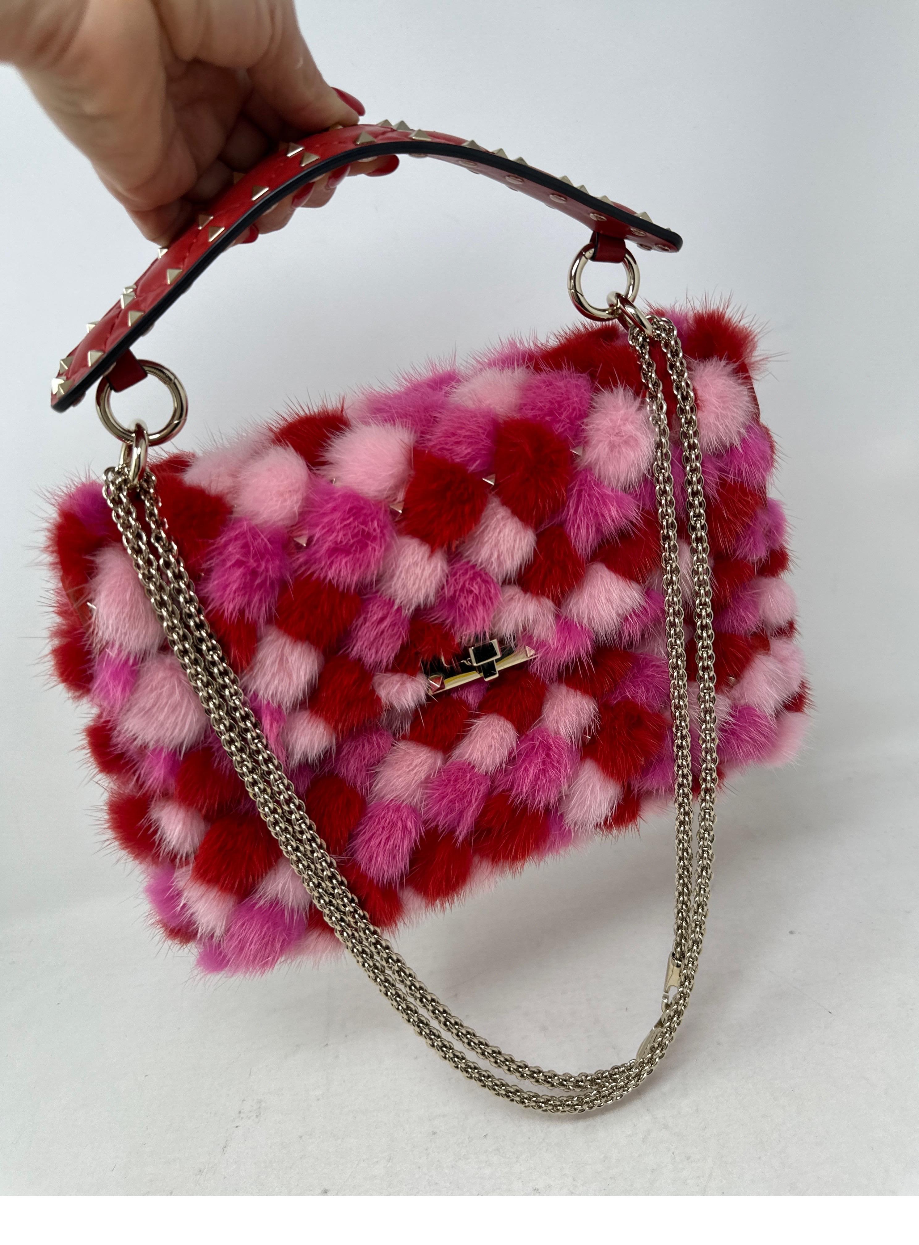 Women's or Men's Valentino Multi-color Pink Mink Bag 