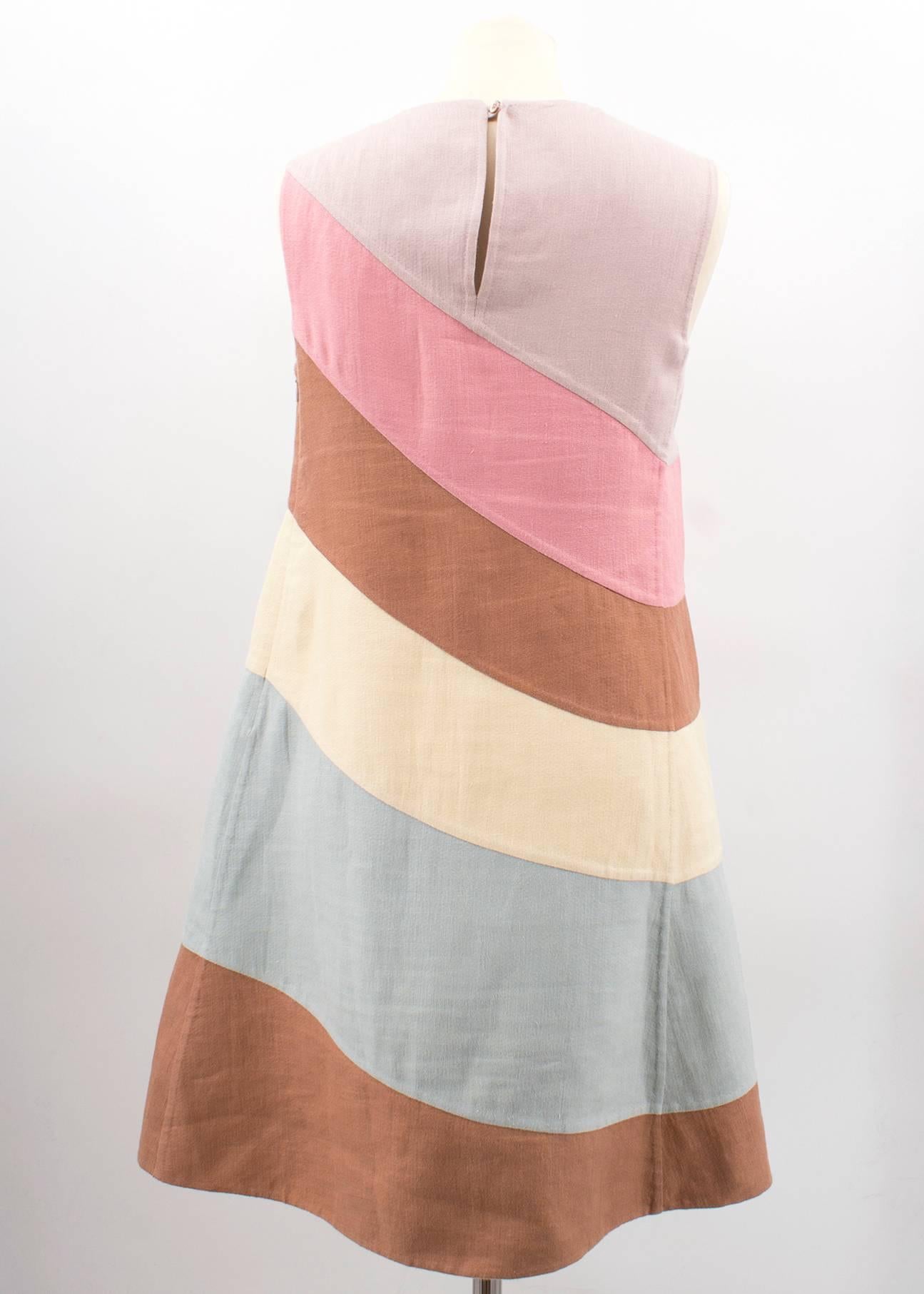 Beige Valentino Multi Coloured Striped Dress S