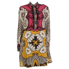 VALENTINO multi silk FLORAL Long Sleeve SHIRT Dress 40