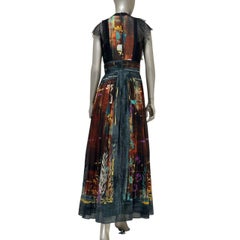 Valentino Multicolor Abstract Pleated Maxi Dress - IT 42