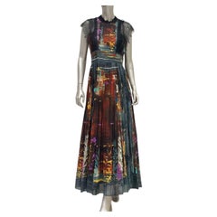 Valentino Multicolor Abstract Pleated Maxi Dress - IT 42