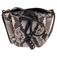Valentino Multicolor/Black Python and Leather V Logo Signature Bucket Bag